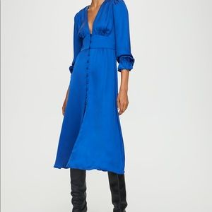 Aritzia Wilfred Maxine Dress in Royal Blue Satin